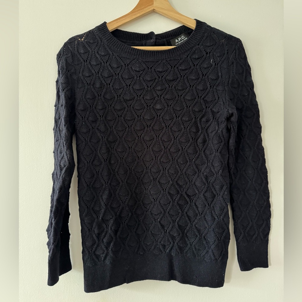 APC 100% merino wool scalloped knit sweater